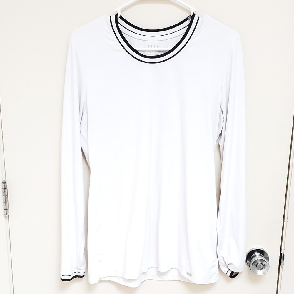 Elle White Long Sleeve Athletic Shirt M